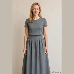 Vintage Elegant Gray Women's Cotton Skirt